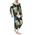 thumbnail image 2 of Picia Blue Black Butterfly Art Pattern Men’s Long-Sleeve Sleepwear Set - Soft 2-Piece Loungewear with Pockets, Comfy PJs for Relaxing Nights-Medium, 2 of 7