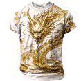 thumbnail image 4 of Men's 3D Golden Dragon Graphic T-Shirt Cool Mythical Creature Novelty Short Sleeve Crewneck Tees Casual Summer Tops Streetwear Fashion Shirts Graphic Tee, 4 of 5