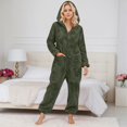 thumbnail image 2 of UJNDER Women's Fuzzy Hoodie Jumpsuit Pajamas Long Sleeve Romper Warm Winter Pajamas for Women Army Green XXL, 2 of 5