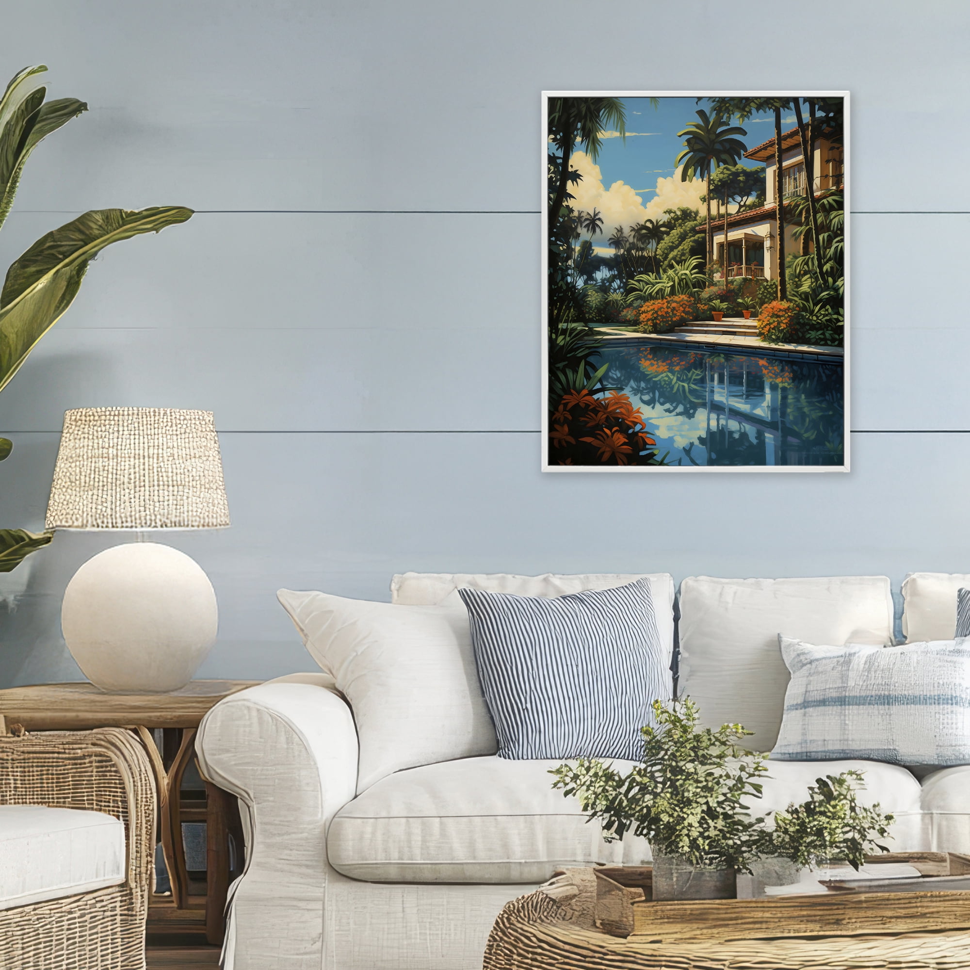 Stupell Industries Tropical Tranquility Villa White Framed Giclee Art, design by Creative Studio