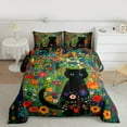 thumbnail image 3 of Manfei Cute Cat Bedding Comforter Set,Colorful Flower Floral Twin Comforter Sets,Oil Painting Bedding Set For Girls Kids,Breathable Home Decor Reversible,2pcs, 3 of 9