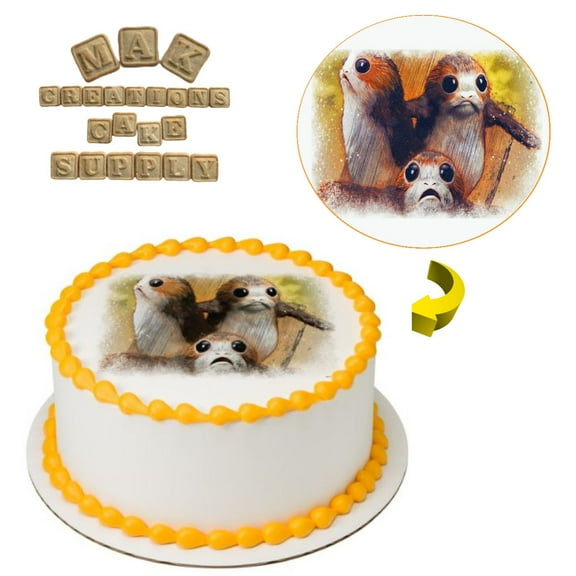 Star Wars Porgs 8" Round Edible Cake Topper ~ Can be used on 8", 9" or 10" Cakes