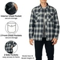 thumbnail image 3 of Alpine Swiss Mens Henry Quilted Flannel Jacket Warm Plaid Shacket Snap Buttons Winter Work Coat For Cold Weather BLGY MED, 3 of 7