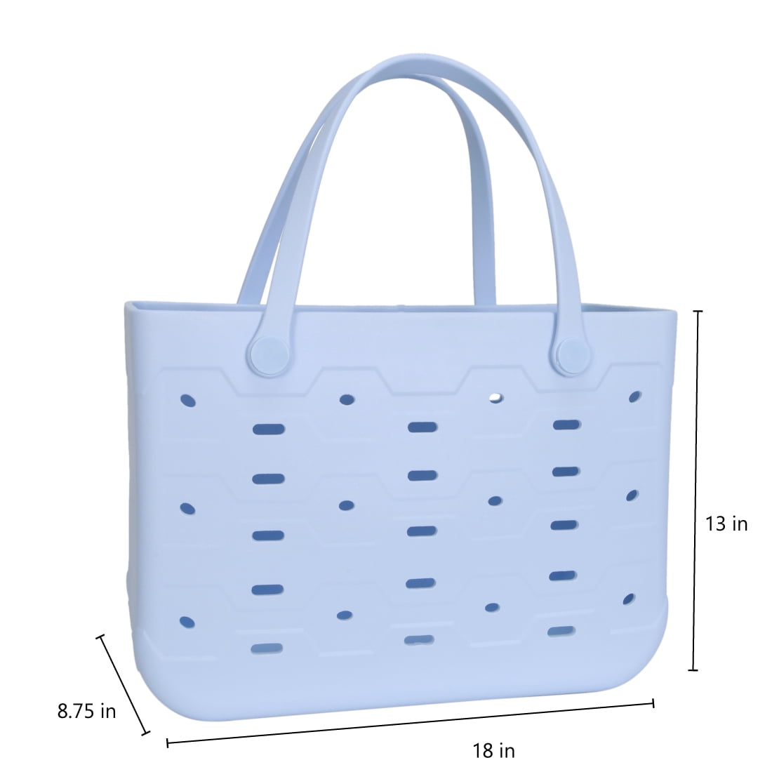 Mainstays All Purpose, Large EVA Flex Tote – 18in W x 8.75in D x 13in H – Waterproof, Washable - Pale Blue