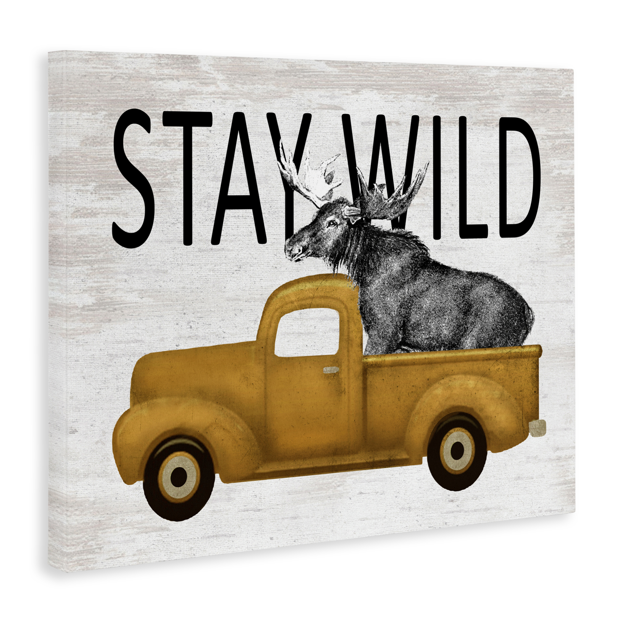 Stay Wild Moose Truck Canvas Wall Art, design by Lettered and Lined