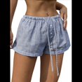 thumbnail image 2 of Pantalones Cortos de Playa de Verano con Cintura con Cordón y Estampado de Rayas para Mujer. Rayas Azules S, 2 of 10