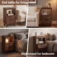 thumbnail image 4 of YDN Modern Tall Nightstand Set of 2 - Bedside Table with Fluted Design & Charging Station, Wooden Bedsides End Table with 2 Drawers and Storage Shelf for Bedroom, Living Room,Walnut, 4 of 12