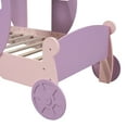 thumbnail image 4 of Kumix Twin Size Princess Carriage Bed with Crown, Wood Platform Car Bed with Stair for Boys/Girls,Twin Size Platform Bed for Bedroom, Purple+Pink, 4 of 8