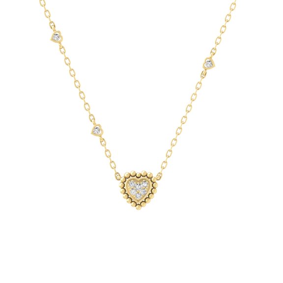 Araiya Fine Jewelry 14k White Gold Round-shape Lab Grown Diamond Heart Pendant with Silver Cable Chain Nacklace (1/10 cttw, D-F Color, VS1 Clarity) 18"