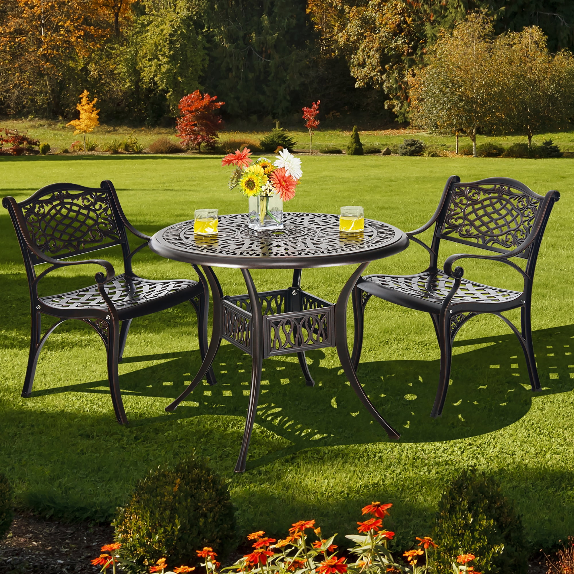 Costway 36'' Outdoor Aluminum Metal Patio Round Dining