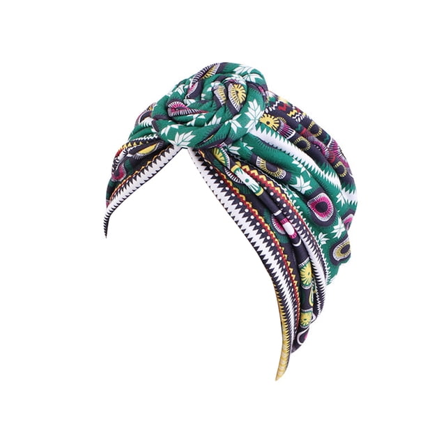 Qarigey Turbante Nudo Estilo bohemio Protección solar Cómodo Estampado Cabello ancho Peinado Moda Pérdida Gorros Ojo verde Type3 NO3 Qarigey AP011267-34B