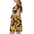 thumbnail image 2 of Balery Navy Blue Plaid Sunflower Vestidos sueltos de manga corta para mujer, vestidos de verano 2025, vestidos casuales de corte A con vuelo., 2 of 6