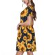 thumbnail image 2 of Easygdp Navy Blue Plaid Sunflower para Vestido Transpirable de Mujer, Vestido Suelto de Manga Corta con Pliegues y Bolsillos para el Verano, 2 of 6