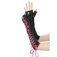 thumbnail image 5 of INSPIRE CHIC Women's Satin Lace Up Fingerless Gloves Solid Color Punk Arm Warmers One Size Black and Pink Ribbon, 5 of 6