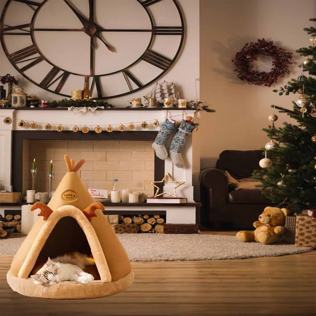 Decoraciones navideñas, adornos navideños, regalos navideños, casa para perro de Navidad, casa para perro, tienda de campaña, casa cerrada, casa para perro, tapete para mascotas, nido para gato