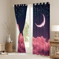 thumbnail image 4 of Feelyou Romantic Pink Cloud Black Out Curtains, Mystic Galaxy Moon Curtains Pack of 2 (42x63 Each), Glitter Dreamy Stars Print Bedroom Curtains, Blackout Curtains Room Decor, 4 of 7