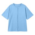thumbnail image 6 of Iyufng Womens Crew Neck T-Shirt Front Vertical Seam Drop Shoulder Oversized Short Sleeve Loose Solid Casual Daily Top, 6 of 7