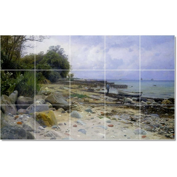 Ceramic Tile Mural-Peder Mork Monsted Waterfront Painting 321. 21.25" w x 12.75" h using (15) 4.25 x 4.25 ceramic tiles