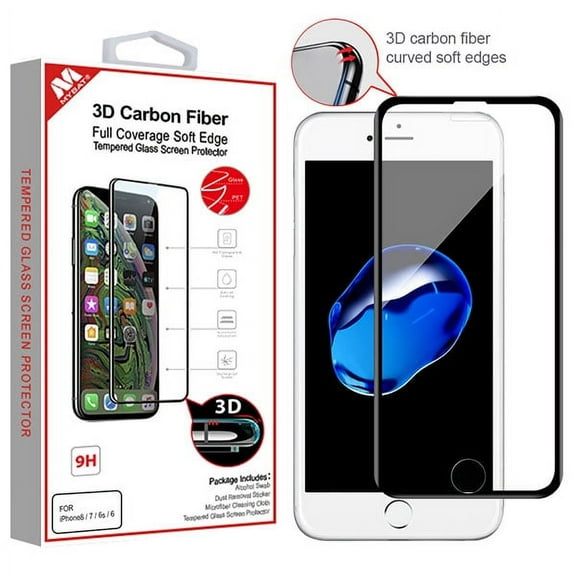For Apple iPhone SE 2nd Generation Screen Protector 3D Carbon Fiber Full Coverage Soft Edge Tempered Glass Screen Protector [Edge to Edge Protection] Scratch-Resistant For iPhone SE 2nd Gen (2020)