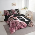thumbnail image 3 of Erosebridal Literie H Monogrammée Format Double, Ensembles de Literie Western Princesse Format Double, Ensemble de Lit Réversible Rose Papillon, Décoration de Chambre Super Douillette, 7 Pcs, 3 of 6