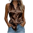 thumbnail image 2 of Mifsaly Silk Tank Tops for Women Elegant Sleeveless Button Down Shirts Soft Comfortable Business Casual Office Work Top Coffee,S, 2 of 7