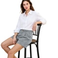 thumbnail image 7 of Women's Pleated Cotton Linen Shorts, High Rise Casual Summer Shorts with Rear Pockets, Soft Breathable Tailored Bottoms, 7 of 7