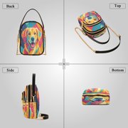 Leather Shoulder Handbag Crossbody Bag Vibrant Dog Pop Art
