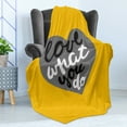 thumbnail image 4 of Love What You Do Soft Flannel Fleece Throw Blanket, Hand Drawn Greyscale Heart on Yellow Background Modern, Cozy Plush for Indoor and Outdoor Use, 50" x 60", Mustard Grey, by Ambesonne, 4 of 5