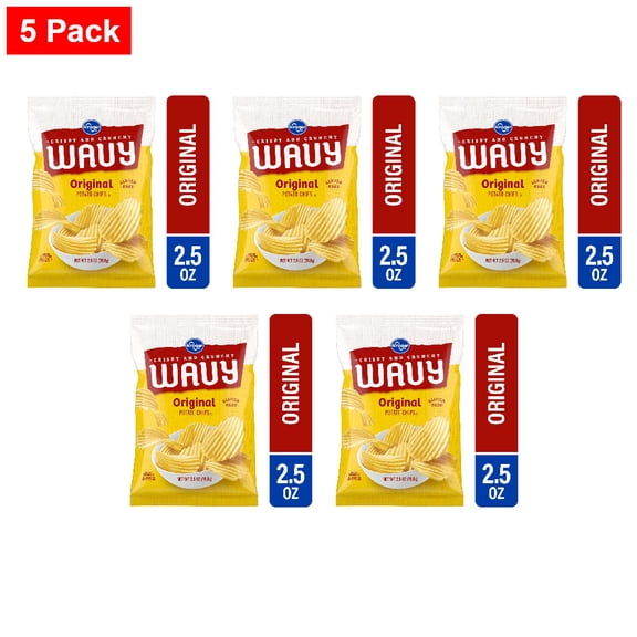 Kroger Wavy Original Potato Chips 2.5 oz - 5 Pack