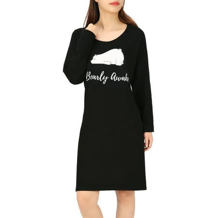 

HDE Womens Sleepwear Cotton Nightgowns Long Sleeve Sleepshirt Print Night Shirt (Bearly Awake 2XL/3XL)