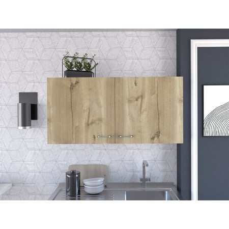 Brookeline Rectangle 2-Door Wall Cabinet White and Light Oak
