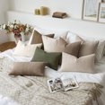 thumbnail image 6 of Fancy Homi 2 Packs Olive Green Boho Linen Check Decorative Throw Pillow Covers 18×18 Inch for Sofa Chair Couch Bedroom Living Room, Neutral Farmhouse Vintage Cushion Cases Modern Home Decor, 45 cm, 6 of 6