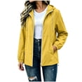 thumbnail image 2 of Jackets for Women Baeitkot Women's Solid Color Winter Fashion Hooded Drawstring Sports Waterproof Raincoat Windbreaker Long Sleeve Jacket, 2 of 9