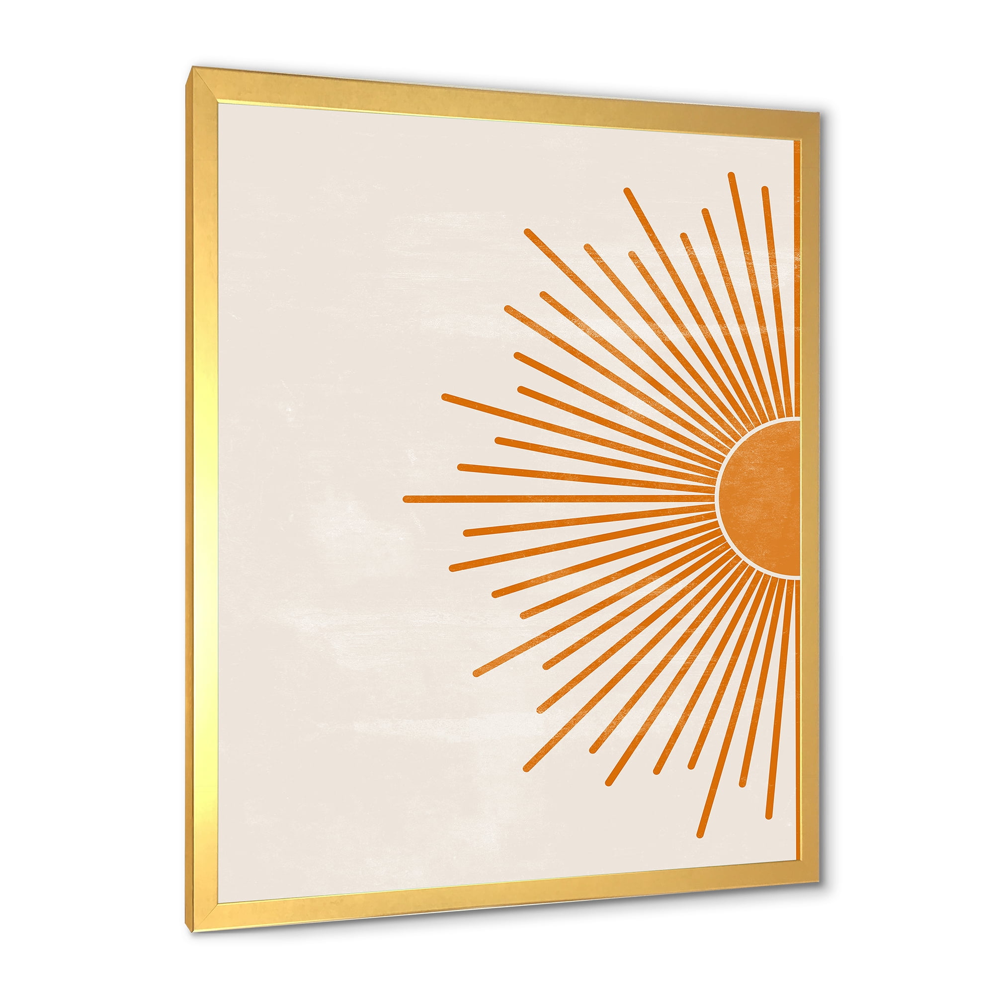 Designart 'Orange Sun Print On Beige I' Modern Framed Art Print