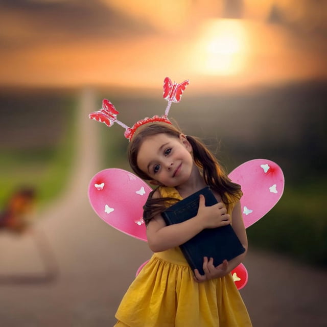 Txlixc Juego de rol de cuento de hadas de 4 piezas para niñas, falda brillante + alas de mariposa de cuento de hadas LED + horquilla + palo de mariposa Txlixc moda