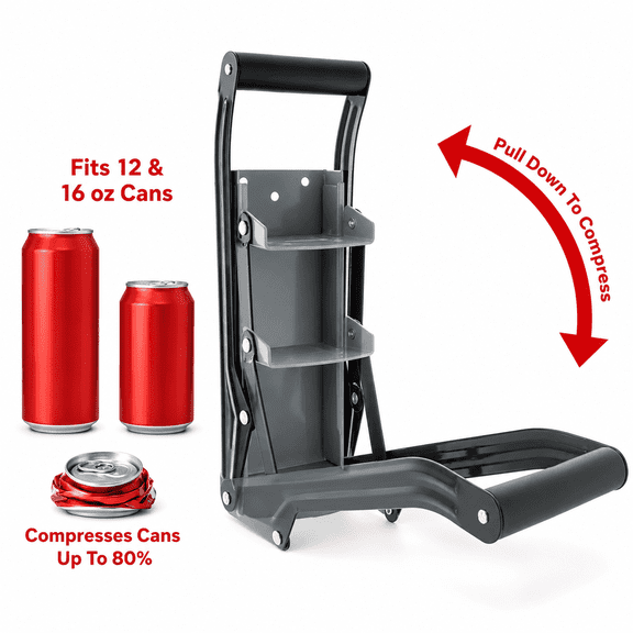 12oz & 16oz Aluminum Can Crusher, Heavy Duty Metal Wall Mounted Soda Beer Smasher Eco-Friendly Recycling Tool for 12 and 16 oz Cans - Easy to Install