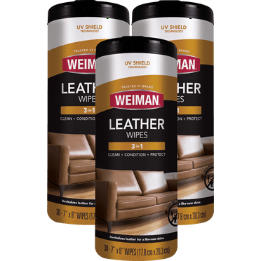 Weiman Leather Wipes - 30 Count (3 Pack) For Cleaning, Conditioning, Protection for Couches, Sofa, Bags, Boots & Shoes