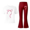 thumbnail image 5 of XIYON Cute Clothes For Girls Stylish Girls Casual Outfit With Bow Printed And Flared Pants 2 Piece Toddler Comfy Daily Wear 9-10 Years, 5 of 5
