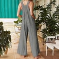 thumbnail image 3 of Snorda Romper for Women Summer, Women's Jumpsuits Overalls Plus Size Wide Leg Loose Cotton Linen Retro Rompers with Pockets, 3 of 5