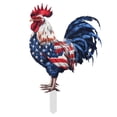 thumbnail image 2 of Cififendec Memorial Day Rooster Yard Stake, 7.87", Distressed Star Striped Cock Lawn Metal Ornament for Front Home Lawn & Shrub Edge Outdoor Holiday Decor, 2 of 4