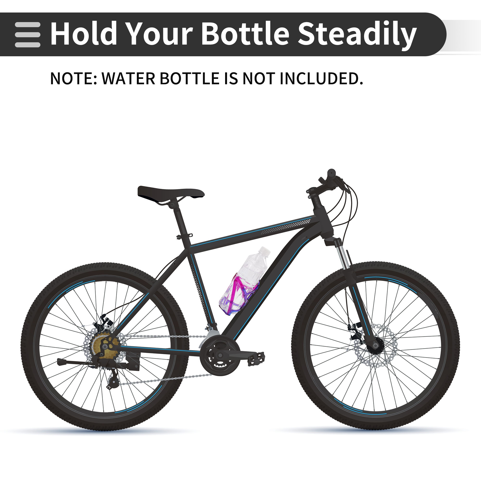 Unique Bargains Bike Bottle Cage Rack Integrally-formed Plastic Drinks Holder Purple
