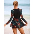 thumbnail image 6 of IDOPIP 2 Piece Long Sleeve Rash Guard Set Long Sleeve Swimsuit Zip Front Swim Shirt Dress with Shorts, 6 of 8