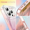 thumbnail image 5 of iPhone 12 Pro Max Case with Screen Protector, Gradient Color Feather Pattern Full Body Shockproof Protective Anti-Scratch Drop Proof Slim Fit Phone Case for Apple iPhone 12 Pro Max, Pink, 5 of 6