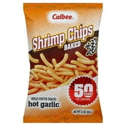 Angle View: Calbee Shrimp Chips Hot Garlic, 3.3 oz