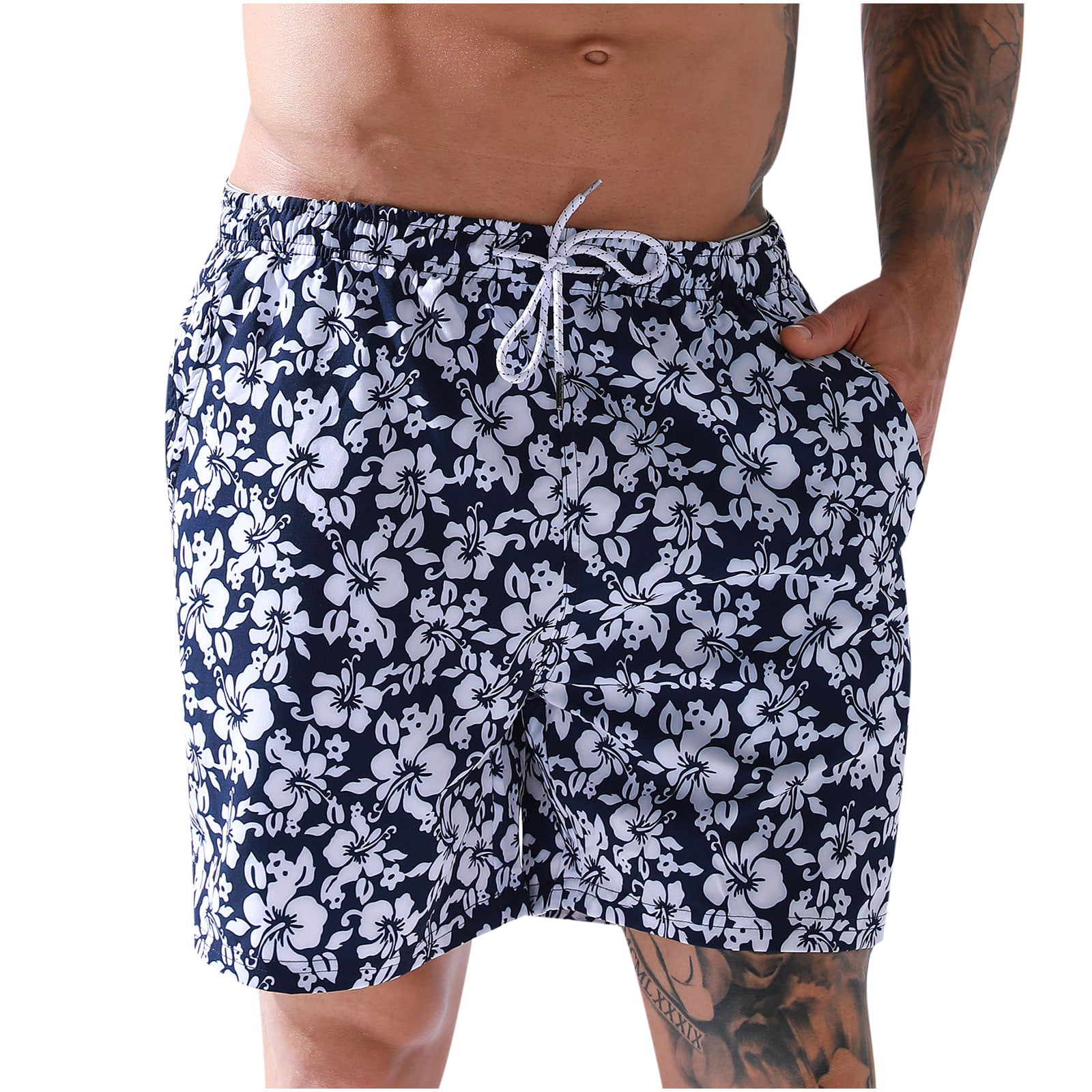Husky Dog Mens Beach Shorts Casual Swimming Trunks with 3 Pockets