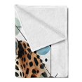 thumbnail image 2 of Ambesonne Leopard Fleece Throw Blanket Watercolor Minimal Modern 60"x80" Brown White and Blue, 2 of 5