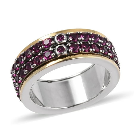 Antiqued Spinner Spin Ring Round Black Oxidized Cubic Zircon CZ Dualtone Spinner Anniversary Ring for Women Cttw 1.6 ()