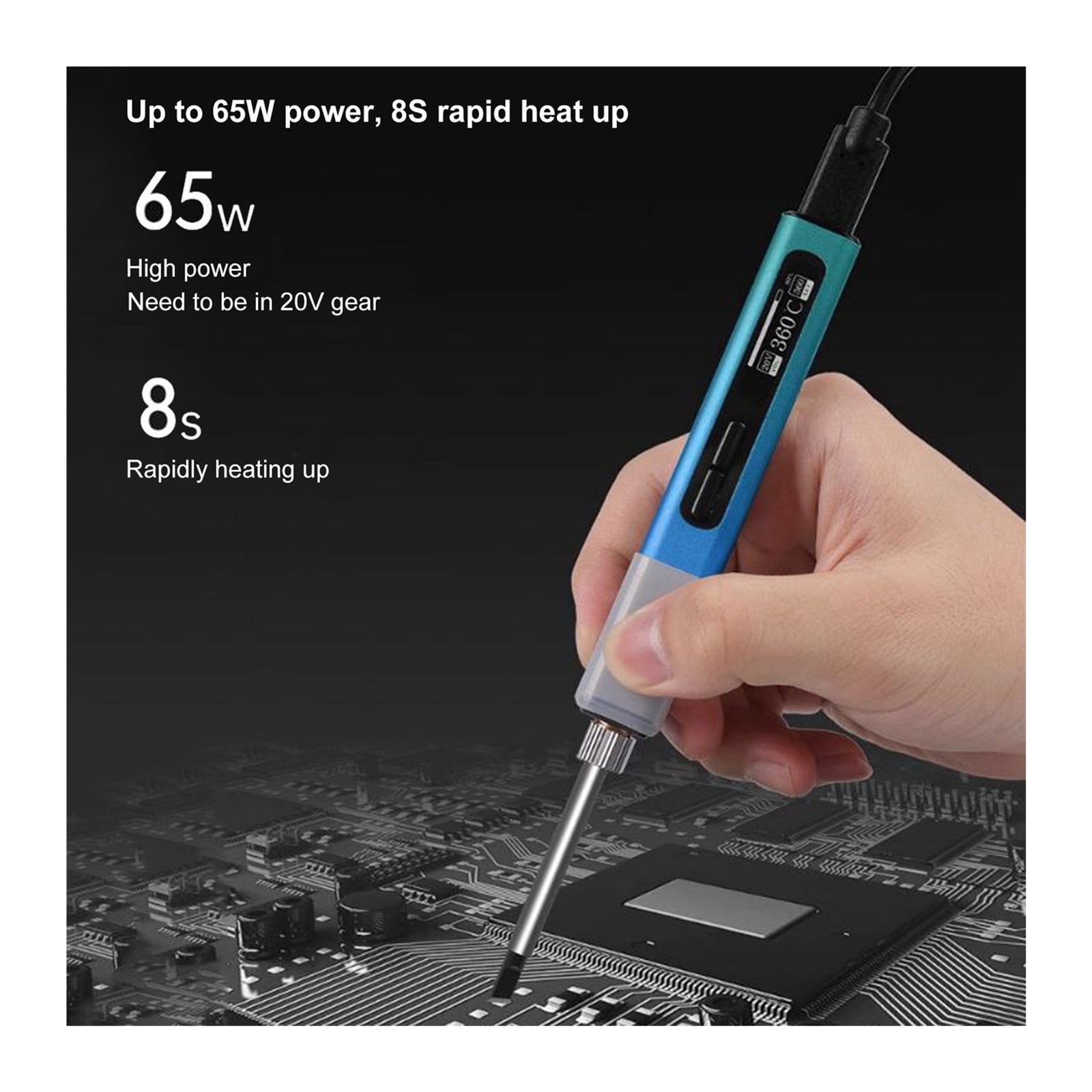 65W Electric Soldering Iron Smart Digital Display Mini Soldering Pen Portable Constant Temperature Solder Station