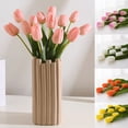 thumbnail image 1 of Ramo de flores artificiales de tulipanes de tacto real de Shenmeida, 5 unidades, arreglo floral para decoración de bodas y hogar, 1 of 6