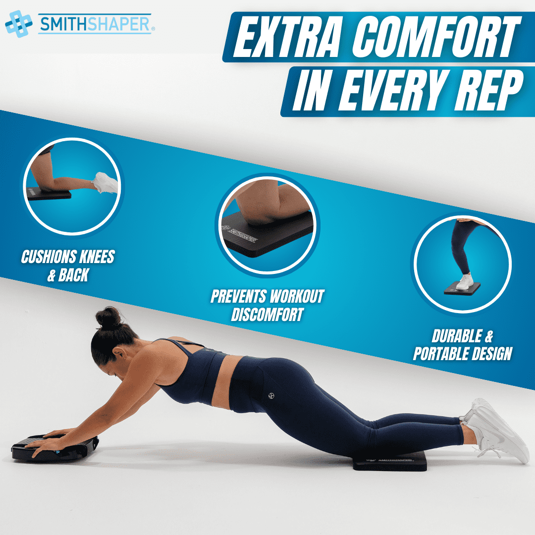SMITHSHAPER SUPER PAD Exercise Knee Mat | Thick Exercise Pad for Knees, Elbows, Forearms | Workout Knee Cushion 4 Knee Pushups & Ab Roll | Best Shock Absorbing Kneeling Pad | Comfy & Odor Resistant